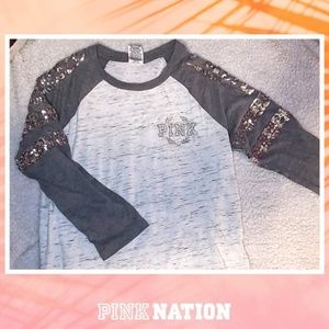 PINK Gray & White Victoria Secret Shirt